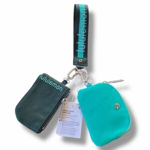 Lululemon Wordmark Ice/Mint Dual Pouch Wristlet Keychain Wallet - NEW